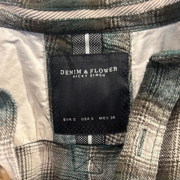 Denim & Flower Olive Plaid Shirt - Picture 2 of 3